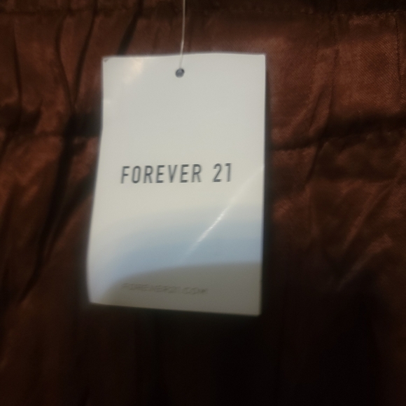 Misses Sz M Forever 21 NWT Brown Silky Pants Wide Leg - Picture 3 of 7